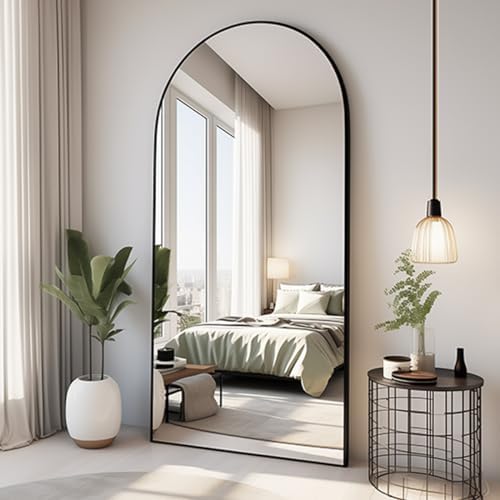 Dewfig Arched Full Length Mirror, 71"x30" Large Floor Mirror, Black - Image 2