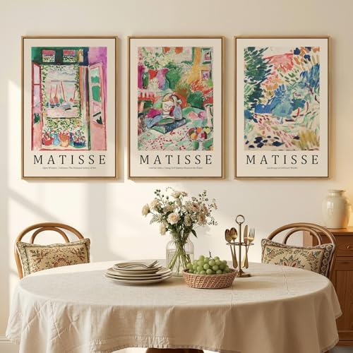 Large Framed Matisse Colorful Canvas Wall Art for Living Room, 3 Piece - Image 3