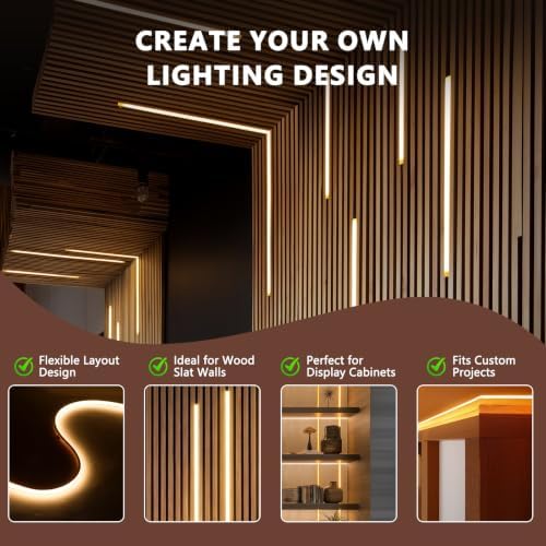 VST 16.4ft 24V Smart Silicone LED Strip Lights Wood Slat Wall Recessed - Image 6