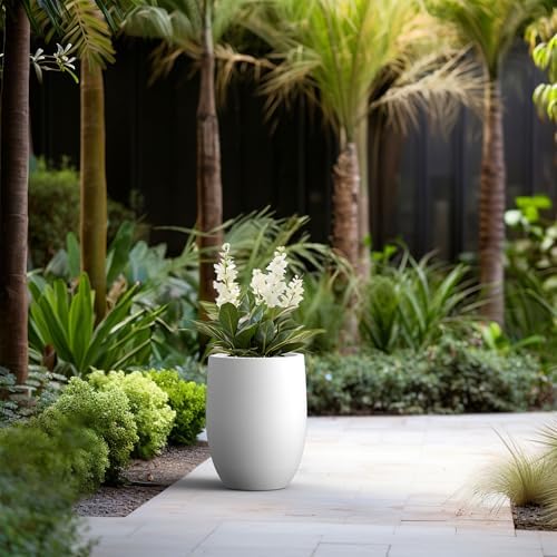 Kante Accent Round Curved White Concrete Planter 12.6" Dia, Outdoor - Image 6