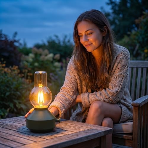 Vintage Rechargeable Cordless Small Table Lamp, Rotary Dimmable Control - Image 5