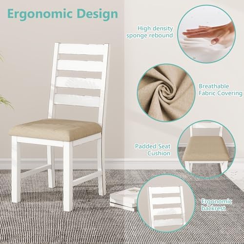 ROCSUMOO 6 Piece Farmhouse Dining Table Set with 4 Chairs and 1 Bench - Image 6