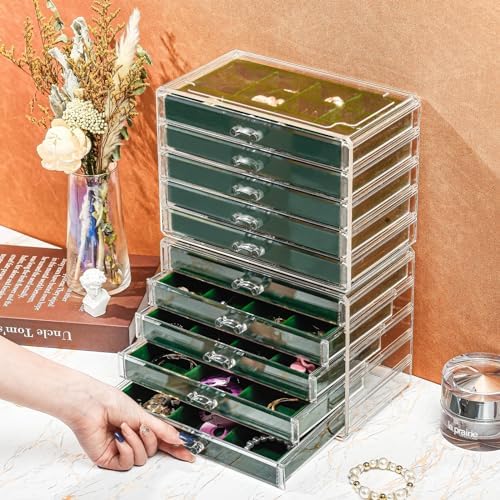 ProCase Earring Holder Organizer Jewelry Box with 10 Drawers, Emerald - Image 3