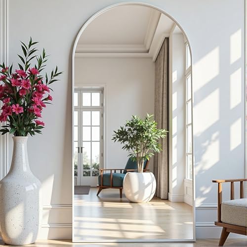 Dewfig Arched Full Length Mirror, 76"x34" Large Floor Mirror, White - Image 3