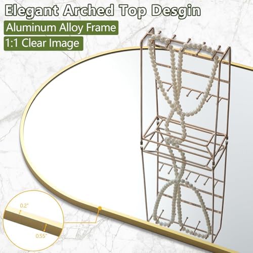 Dewfig Arched Full Length Mirror, 76"x34" Large Floor Mirror, Gold - Image 6