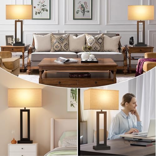 Seealle 26.3in Big Bedroom Table Lamps Set of 2 -Touch Control, 3 Way Dimmable, USB C+A Charging, LED Bulbs, Easy Assembly - Image 7