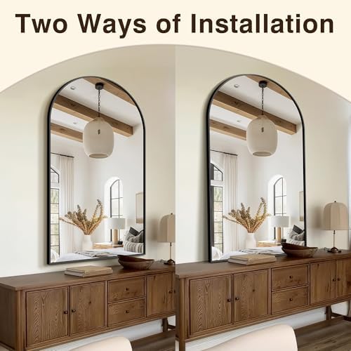 FICTOR 30" x 55" Arched Bathroom Vanity Mirror for Over Sink, Black - Image 4