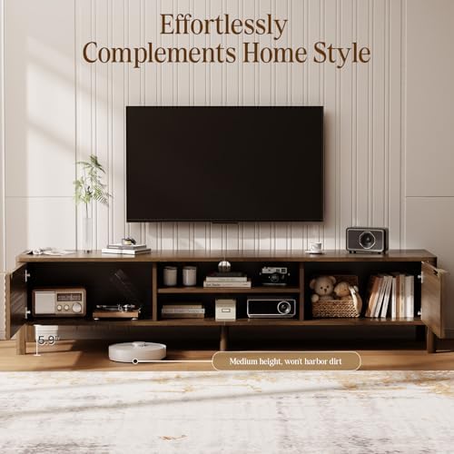 TV Stand for Living Room up to 80 Inch TVs Entertainment Center Walnut 71" - Image 3