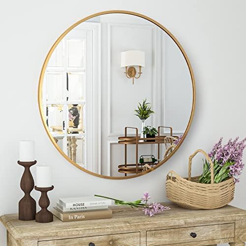HARRITPURE Round Mirror 23.6" Gold Wall Mounted Circle Mirror with Aluminum Alloy Frame Modern Design for Bathroom, Living Room, Vanity, Bedroom, Entryway by HARRITPUREHome