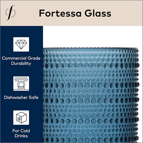 FORTESSA Jupiter Beaded Hobnail Glass Vintage Themed Drinkware Set, 13 Ounce Iced Beverage Glasses (Set of 6), Dishwasher-Safe, Cornflower Blue - Image 5