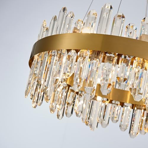 Gold Modern Oval Crystal Chandelier, 16-Lights Luxury Chandeliers Modern 2-Tiers K9 Crystal Chandelier Pendant, Light Fixture G9 Lights for Dining Living Room Entryway Kitchen Dia 23 inch - Image 5