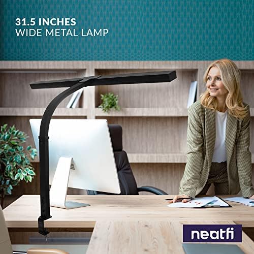 Neatfi 3,000 Lumens LED Desk Lamp with Clamp | Dimmable | 5 Brightness Levels & 5 Light Modes | Memory Function | Eye-Caring Flexible Lamp for Home & Office (31.5 Inches, Black) - Image 6