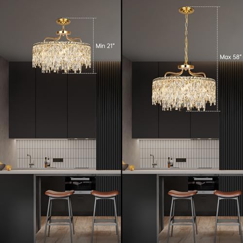 24" 8 Lights Gold Crystal Chandeliers for Dining Room Light Fixture - Image 6