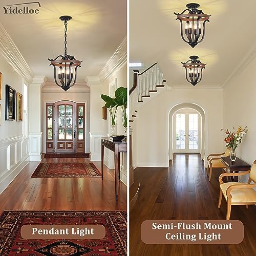 4 Lights Black Farmhouse Chandeliers Vintage Cage Ceiling Light Fixtures - Image 5