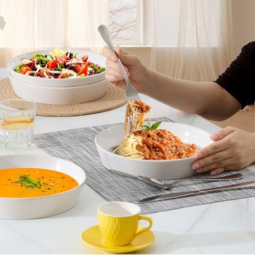 LIANYU 34oz Pasta Bowls, Ceramic Dinner Plate Bowls Set of 4 - Image 4