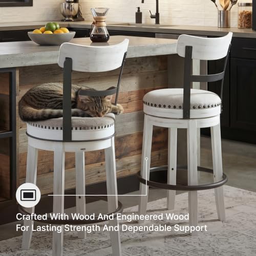Signature Design by Ashley Valebeck Swivel Counter Height Bar Stool, White - Image 6