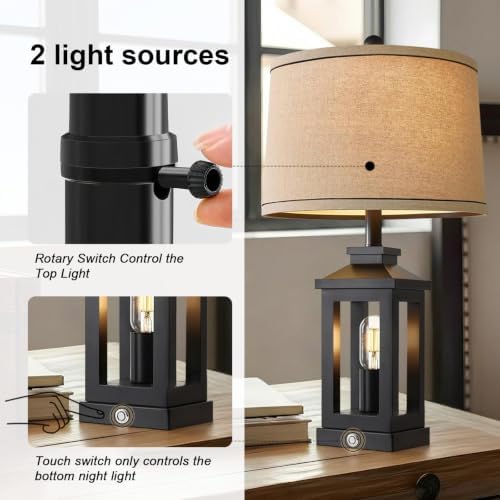 23.75" Retro Farmhouse Black Table Lamp for Living Room Bedroom Nightstand - Image 6