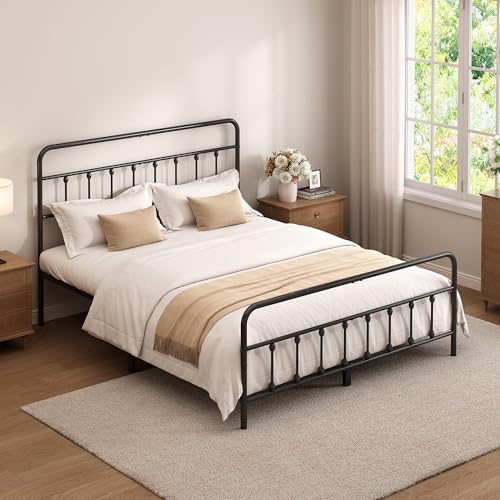 King Size Metal Bed Frame with Headboard and Footboard,Black - Image 5