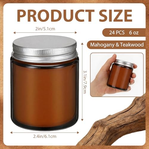 24 PCS 6oz Bulk Mini Scented Soy Candles Gift Set, Mahogany & Teakwood Aromatherapy Mason Jar Candles, Long-Lasting Relaxing Candle Favors, Ideal for Home Decor & Holiday Wedding Bulk Gifts - Image 2