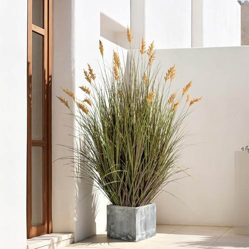 Lifelike Faux Plastic plantas Synthetic Pampas Grass Indoor Outdoor Realistic Floor Plants pet Friendly Fake Grass for Home Office Wedding Patio Front Artificial Grass Decor Housewarming Gift - Image 6