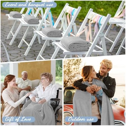 Buryeah 6 Pcs Flannel Blankets Bulk,Fall Outdoor Wedding, Light Gray - Image 5
