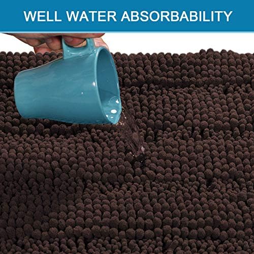 H.VERSAILTEX Bathroom Rugs Bath Rug Set 2 Piece Bathroom Contour Rug Toilet Mat Sets Non Slip Contour Bath Rug Ultra Thick Water Absorbent Striped Bath Mats(36" x 24" Plus 20" x 24" U, Chocolate) - Image 5