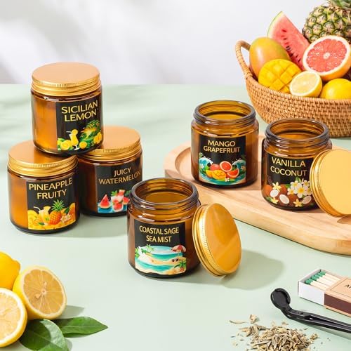 Conelist 12 Pack Scented Candles Gift Set Fruitful Soy Wax Candle for Home 3.5 oz 180 Hour Burn, Candle Gift for Men Women, Scent of Coconut Vanilla/Pineapple/Sea Salt Sage/Mango/Lemon/Watermelon Mint - Image 4