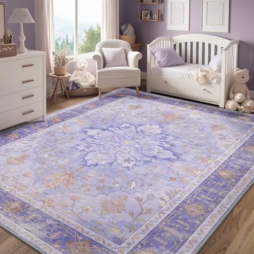 RELEANY Washable Area Rug, 4'x6', Purple - Image 3