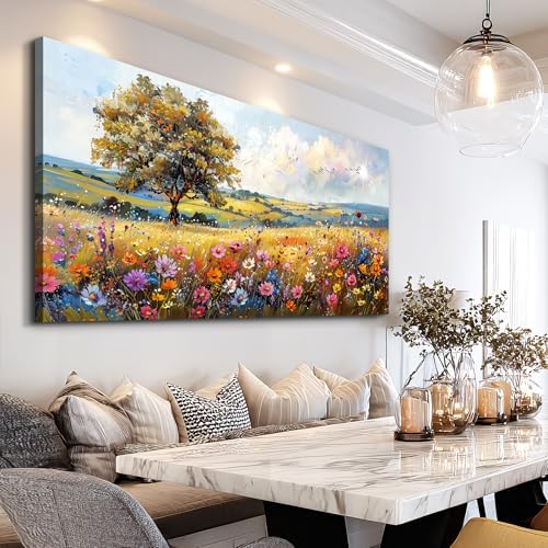 hyidecorart Large Wall Art For Bedroom Canvas Wall Decor For Living Room Office Decorations Flower Scenery Watercolour Wall Paintings Field Pictures Artwork Aesthetic Room Home Decor Hang Easy - Image 3