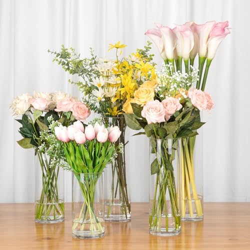 WGVI Quality Thick Weighted Tall Clear Cylinder Glass Vases, 4" W x 16" H, Flower Arrangement Floating Candle Holders Wedding Centerpieces Event Floral Container Accent Home Decor, 1 Piece - Image 6