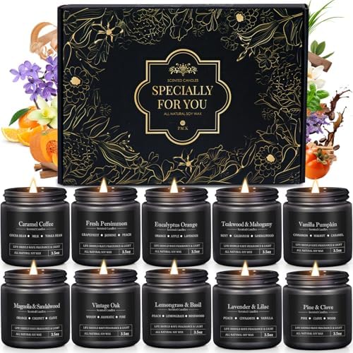 10 Pack Scented Candles for Men, Masculine Candle Gift Set with Woody & Fresh Scents, Soy Wax Aromatherapy Candles for Home, Gifts for Him, Boyfriend, Father's Day by YMing
