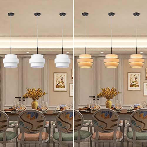 3-tier Drum Lamp Shade for Pendant Lighting Floor Lamps Replacement Shade, The Fibric Lampshade is made of TR by hand (Whtie) - Image 6