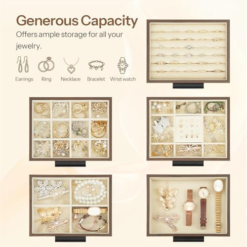 HOOBRO 5-Tier Jewelry Box, Wooden Jewelry Organizer with Transparent Window - Image 4