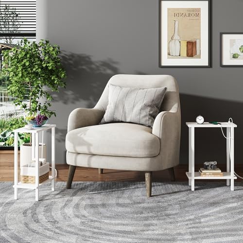 TUTOTAK Narrow Side Table Set of 2, Small End Table with Charging Station - Image 6