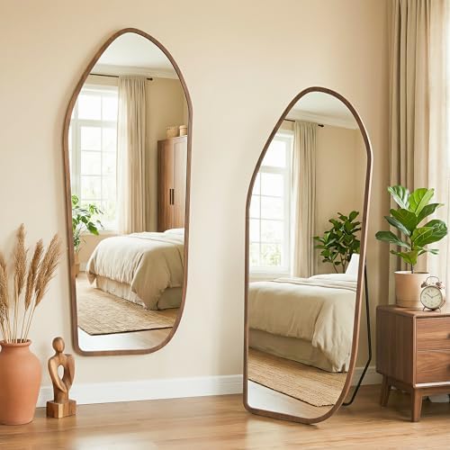 Suidia Full Length Mirror, Oversized Floor Mirror with Solid Wood Frame, Large Standing Mirror for Bedroom Living Room, Wood Art Style, Dark Walnut, 68" L x 26" W - Image 4