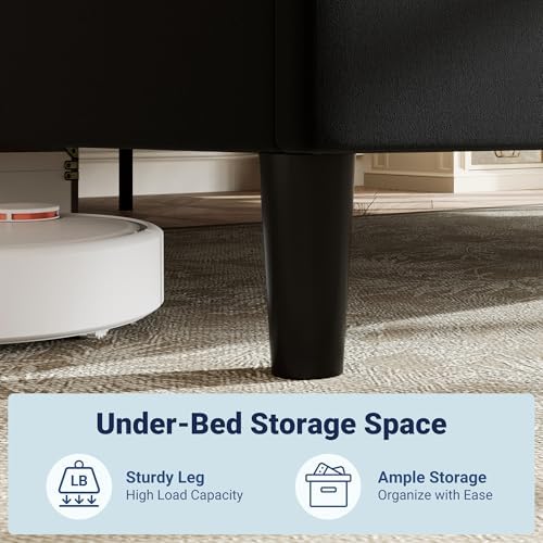 Allewie Queen Platform Bed Frame with Velvet Upholstered Headboard - Image 5