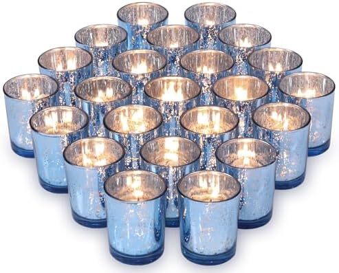 Volens Blue Party Decorations 72pcs, Mercury Glass Votive Candle Holders by VolensLightUpYourLife