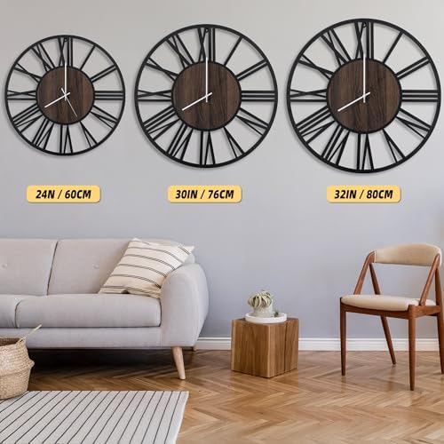 LEIKE Large Wall Clocks with Night Light Battery Operated,Silent Non Ticking,Rustic Modern Big Wood Clock for Living Room, Bedroom,Kitchen,Farmhouse,Office,Home Decor-30 Inch(Roman Numerals) - Image 4