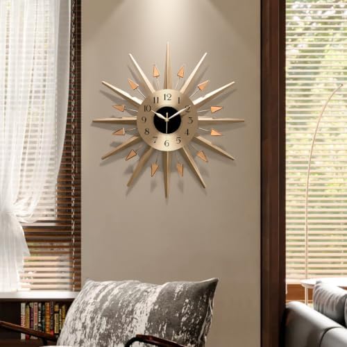 Starburst Large Wall Clock,Mid Century Decorative Wall Clock Modern Silent Clock Battery Operated for Living Room/Kitchen/Entryway/Bedroom/Office/Dinning Room Metal Wall Decor - Image 2
