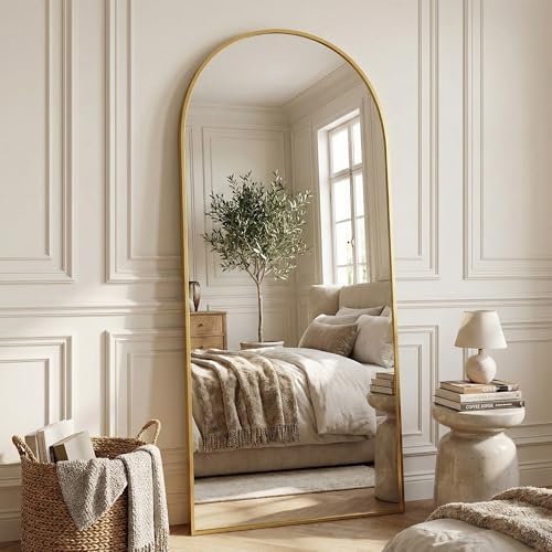 Suidia 71"x27" Arched Full Length Mirror with Stand, Gold Floor Mirror - Image 2