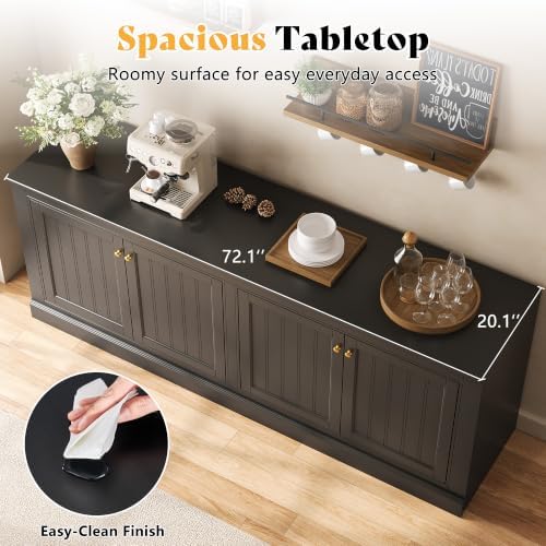 AMERLIFE 72" Modern Sideboard Buffet Cabinet with Vertical Grooved Doors - Image 4