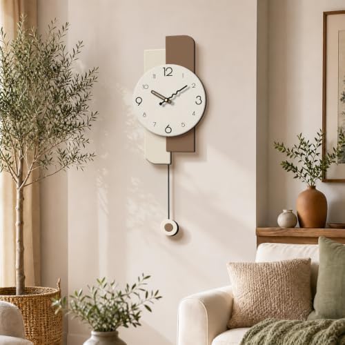 Modern Minimalist Pendulum Wall Clocks For Living Room Decor,9*24in,White - Image 2