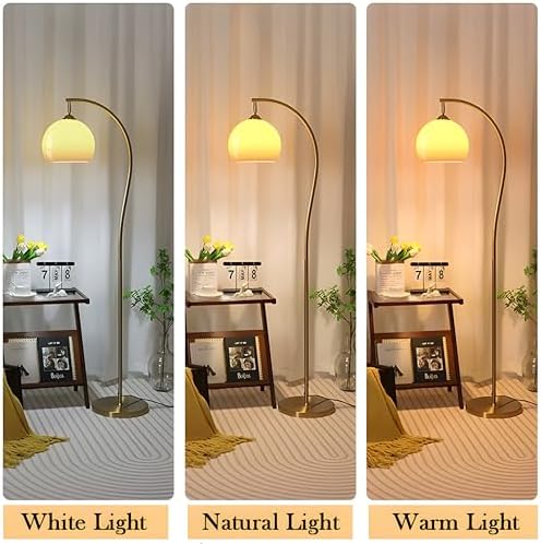Gold Arc Floor Lamp with Orange Glass,61.8” Arch Lamp for Living Room - Image 6