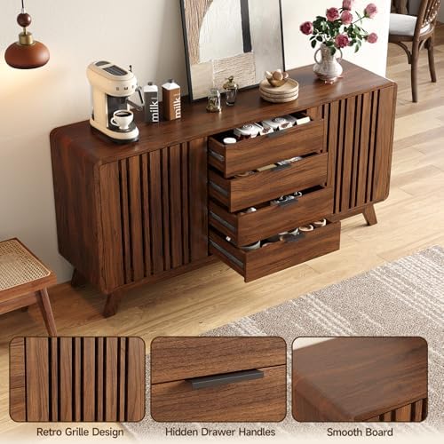 ONBRILL Sideboard Buffet Cabinet with Storage, Fluted Kitchen Cabinet - Image 3