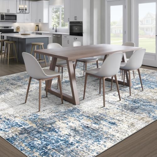 pmtsns Area Rugs 9x12 for Living Room: Washable Rug Modern Abstract Neutral Soft Non-Slip Low-Pile Indoor Large Carpet for Bedroom Dining Room Playroom Home Office (GreyBlueBrown, 9'x12') - Image 7