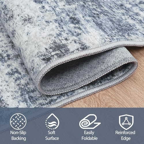 8x10 Area Rugs for Living Room Washable Bedroom Dining Room Blue Grey - Image 4