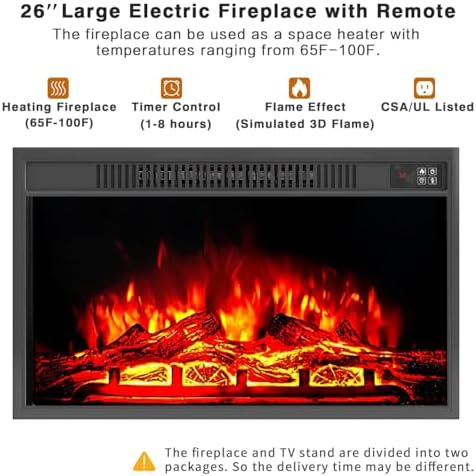 YESHOMY Farmhouse Fireplace TV Stand for Television up to 65+ Inch, White - Image 6