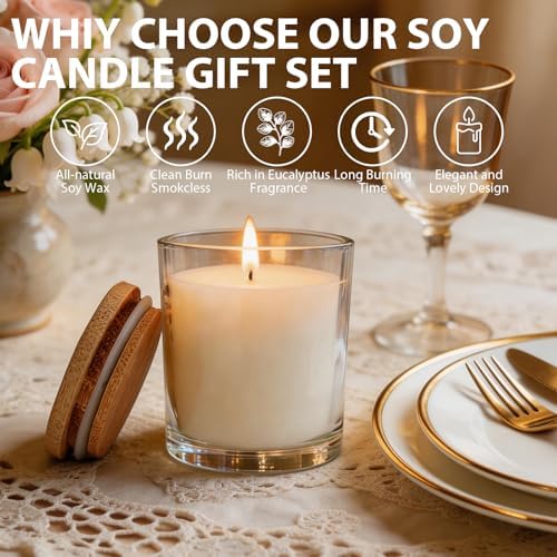 12 PCS 6oz Eucalyptus Scented Pure Soy Wax Aromatherapy Candles | Calming Home Fragrance Gift Box | Bulk Favors for Wedding, Party, Spa & Home Decor - Image 2
