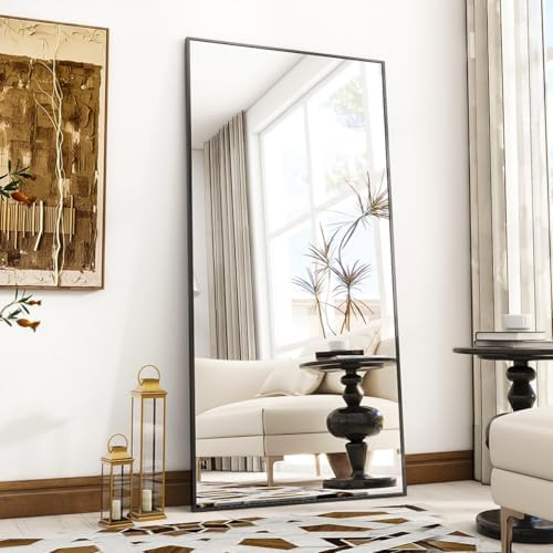 VooBang Full Length Mirror, 71" x 26" Floor Mirror with Stand, Aluminum Alloy Frame Full Body Mirror, Standing Hanging or Leaning Against The Wall for Bedroom Living Room, Black - Image 7