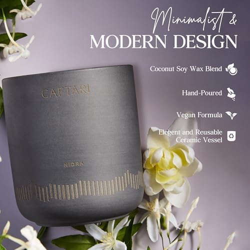 CAFTARI Luxury Aromatherapy Candle | Jasmine & Neroli Scented | 60 Hour Burn | Clean Coconut Soy Wax | Vegan, Gift-Ready Candle for Sleep & Home Spa Feel | Nidra - Image 3